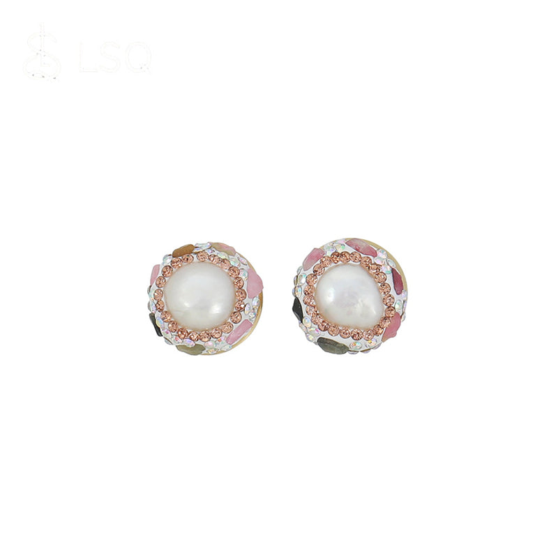 Luxury Geometric Pearl Earrings with Tourmaline and Crystal Accents