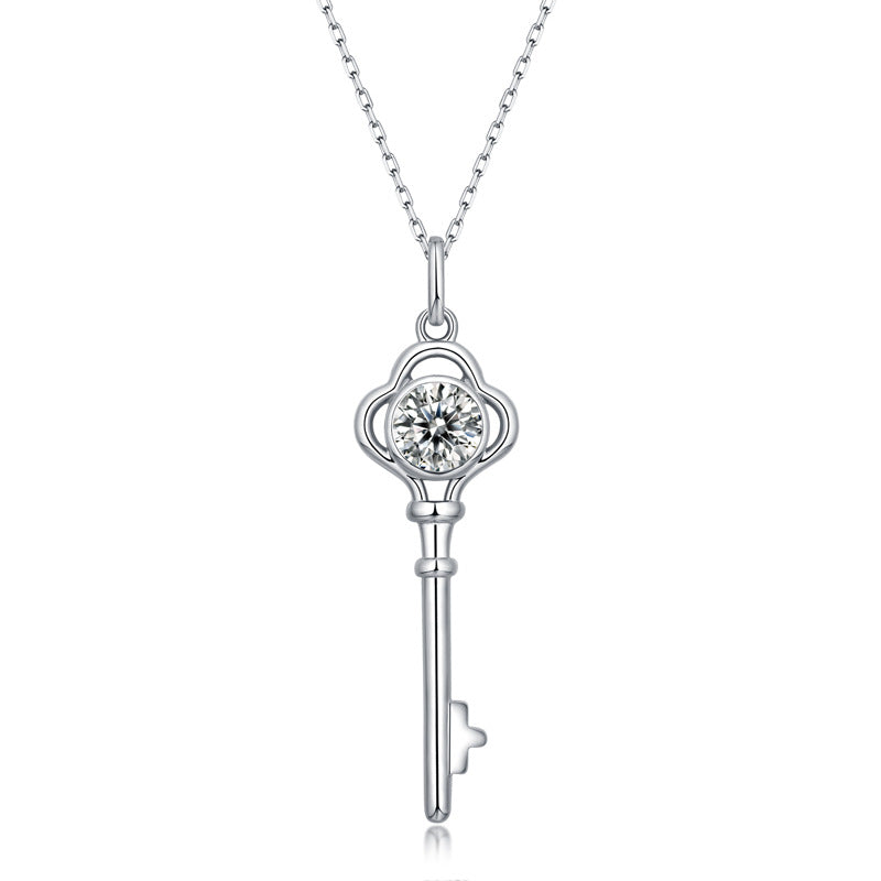 Minimalist Key Moissanite Necklace for Couples