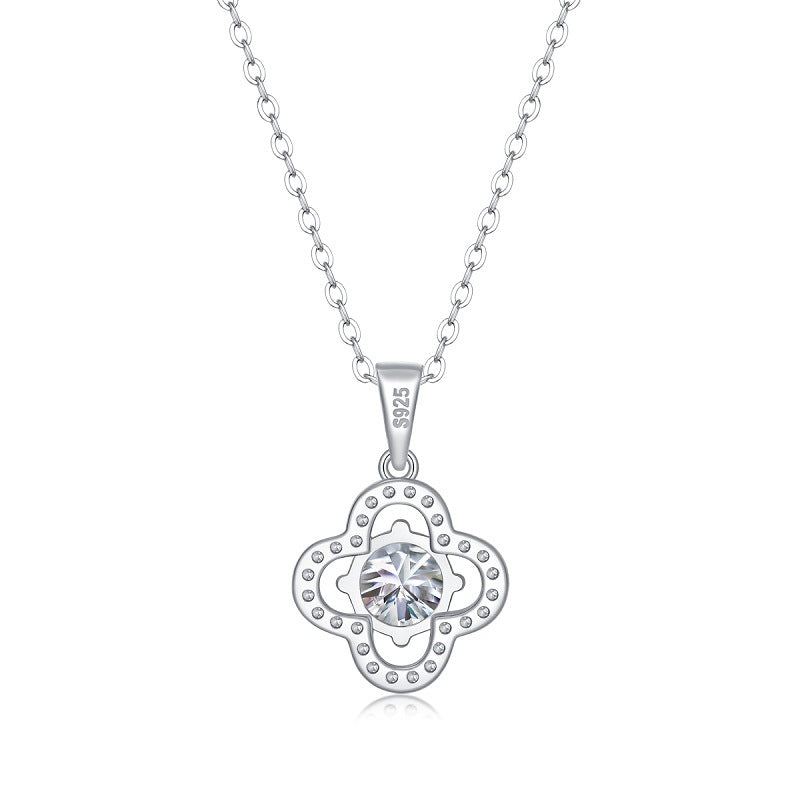 Modern Silver Floral Pendant Necklace