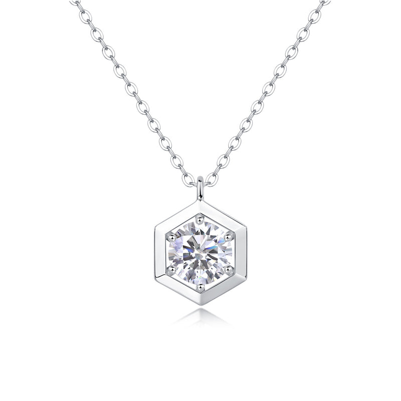 Modern Women's Necklace with Geometric Hexagon Pendant