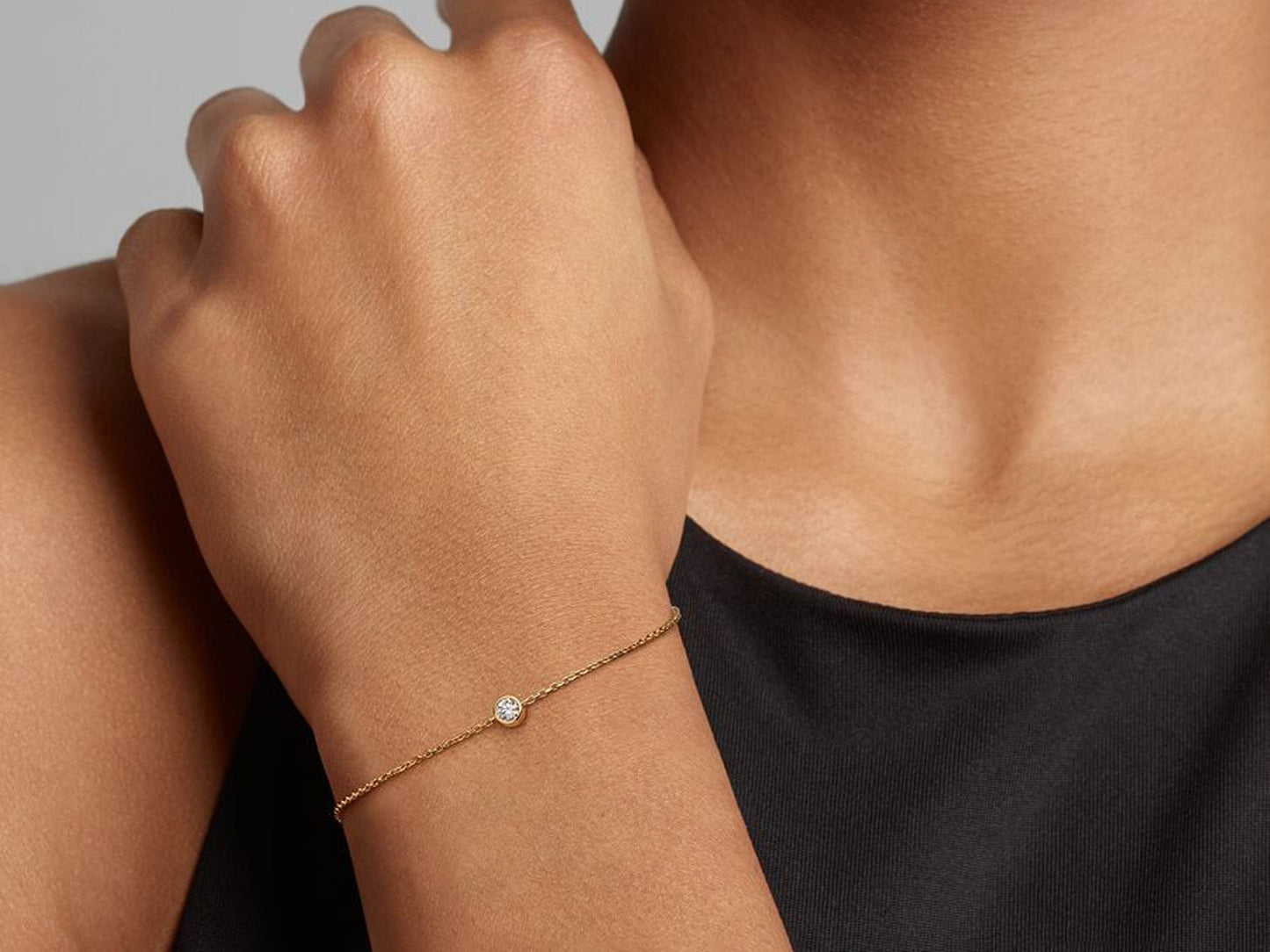 Lab-grown Diamond Bezel Chain Bracelet 0.15 carat tw 14k Gold