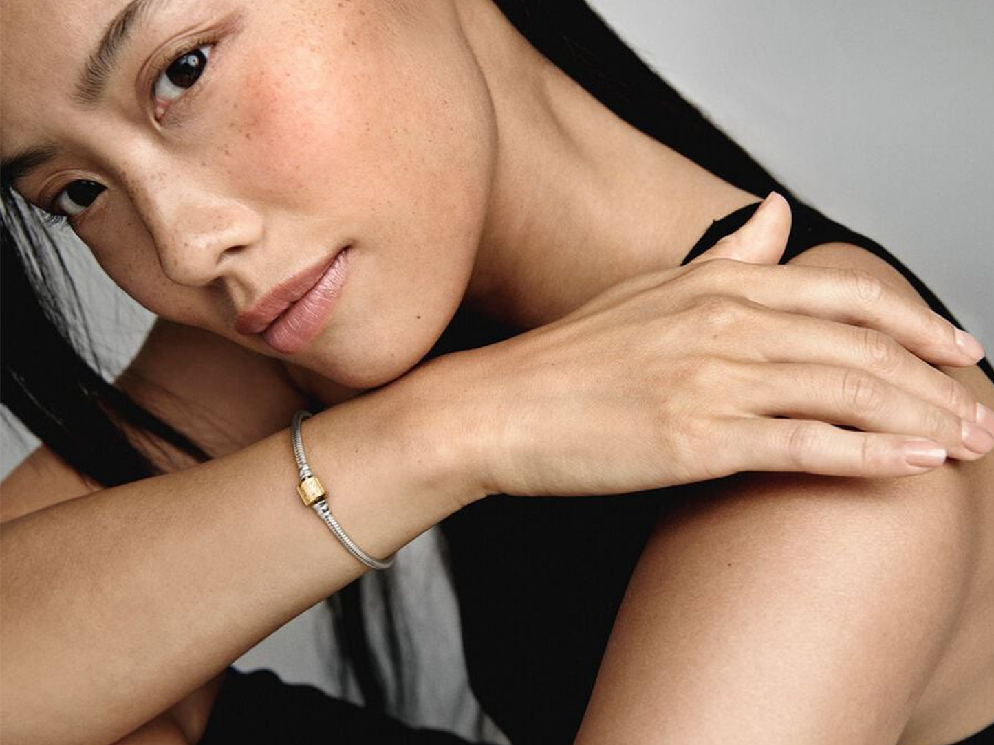 Two-tone Barrel Clasp Snake Chain Bracelet