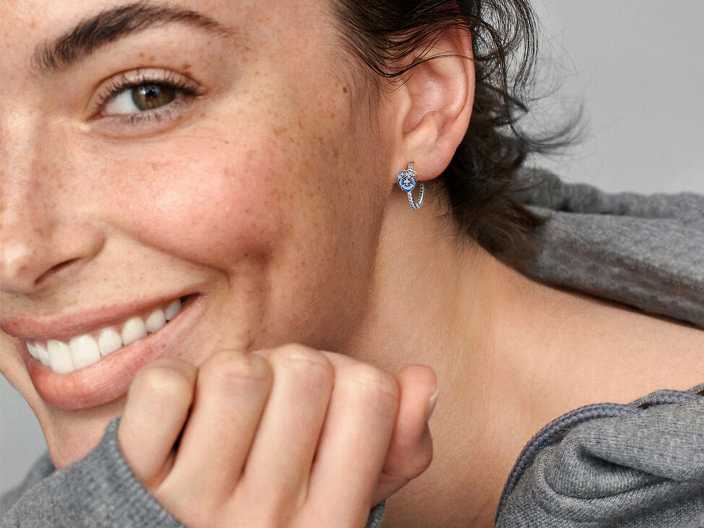 Blue Blossom Hoop Earrings