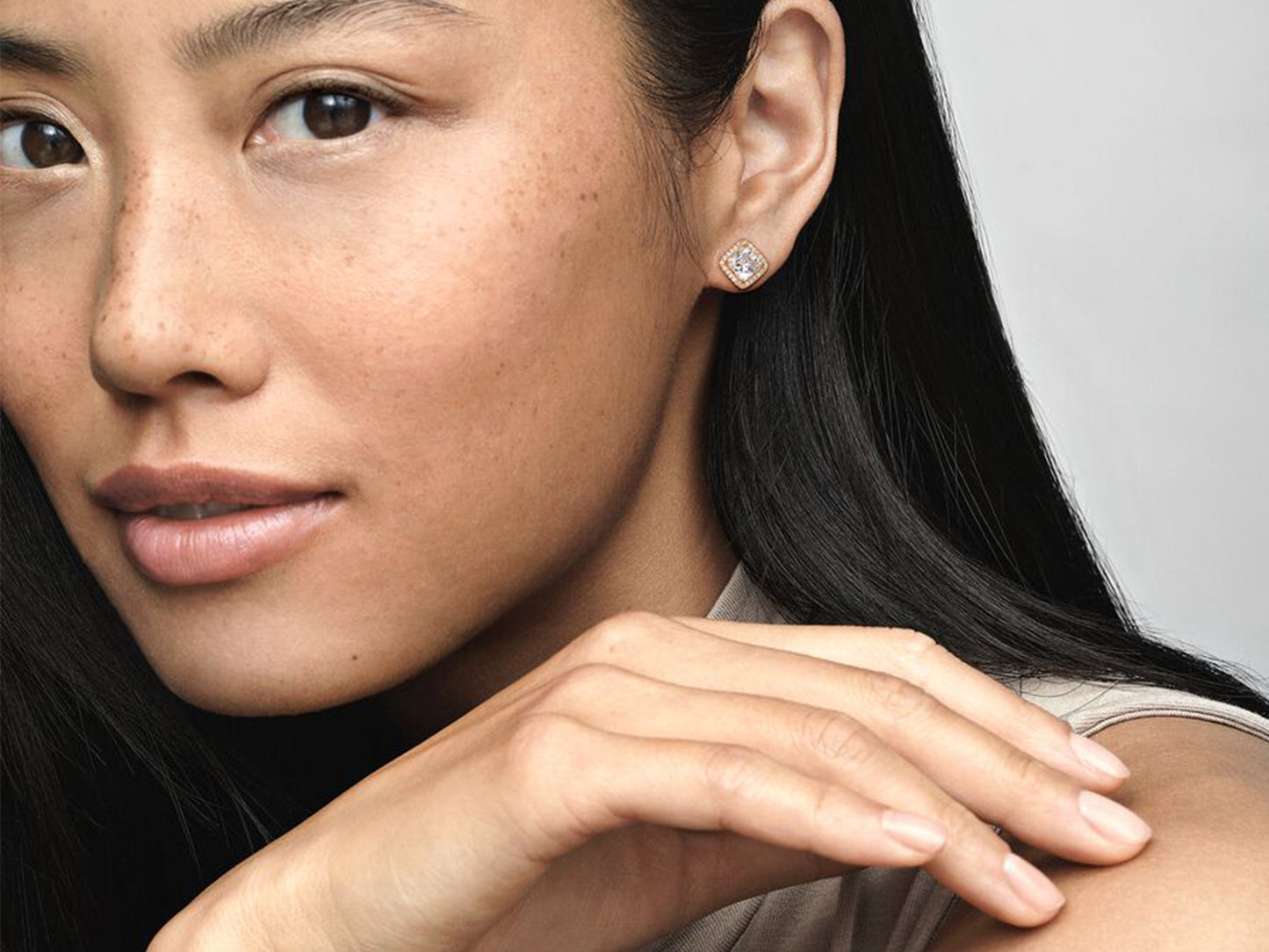 Square Sparkle Halo Stud Earrings