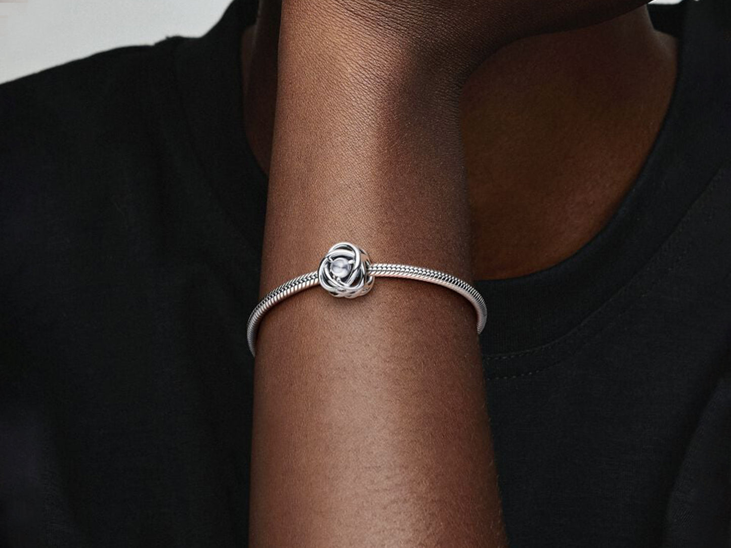 April Clear Eternity Circle Charm
