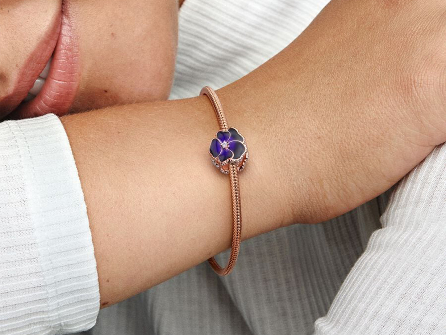 Deep Purple Pansy Flower Charm
