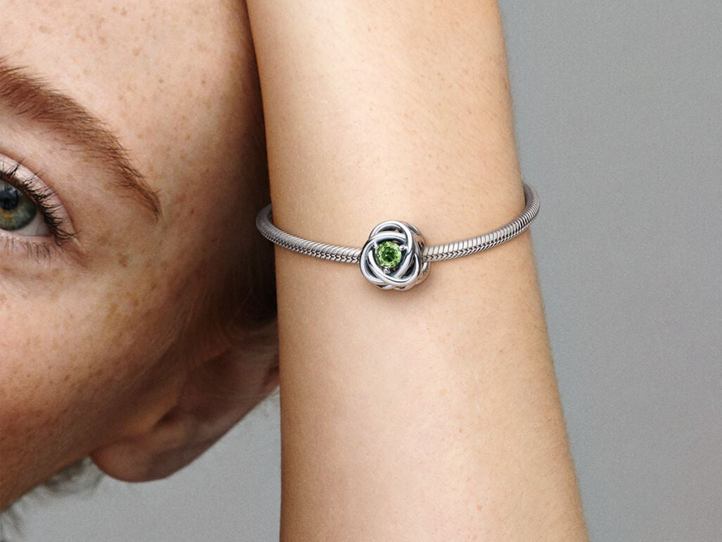 August Spring Green Eternity Circle Charm
