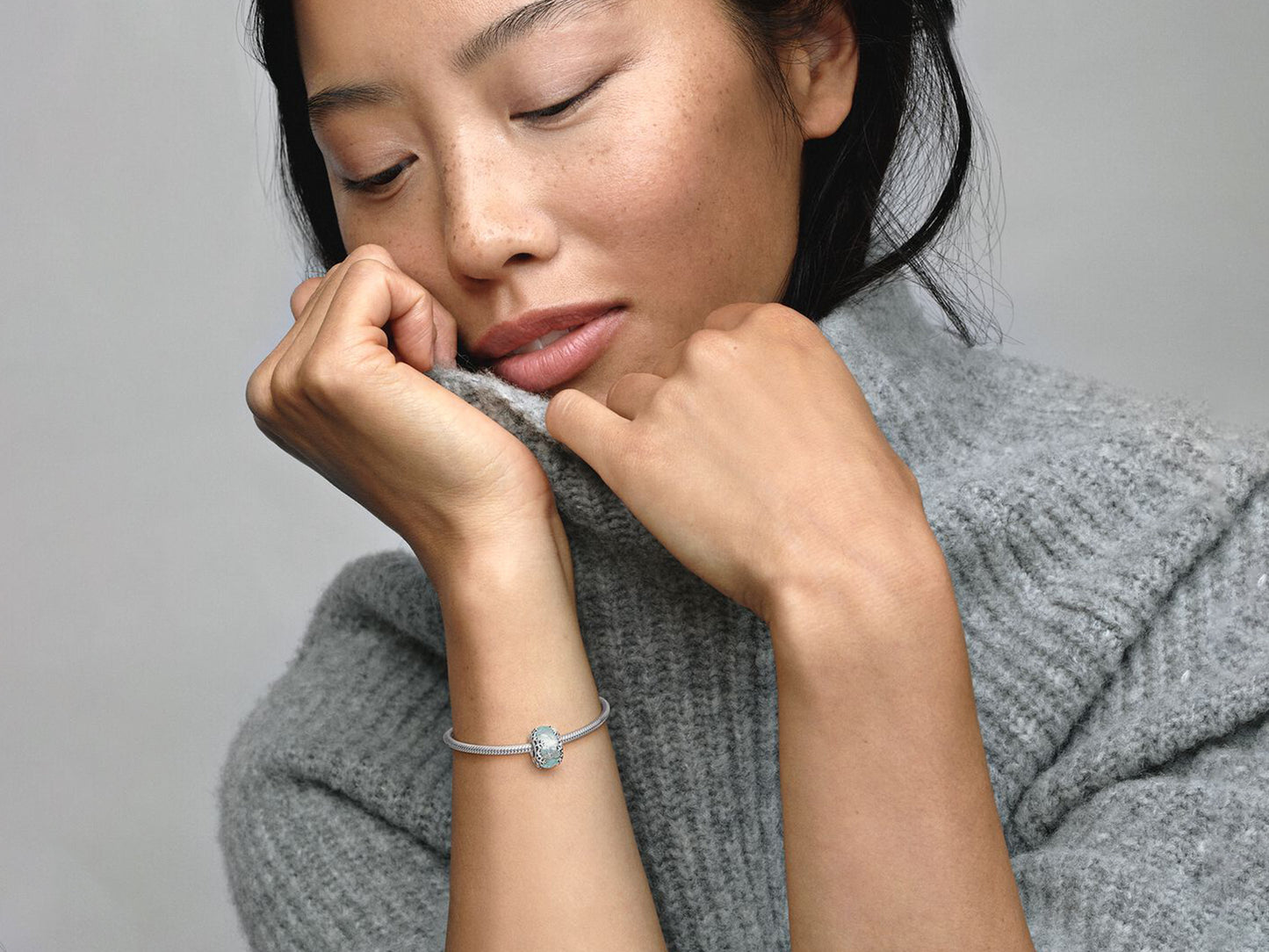 Winter Blue Snowflake Murano Charm