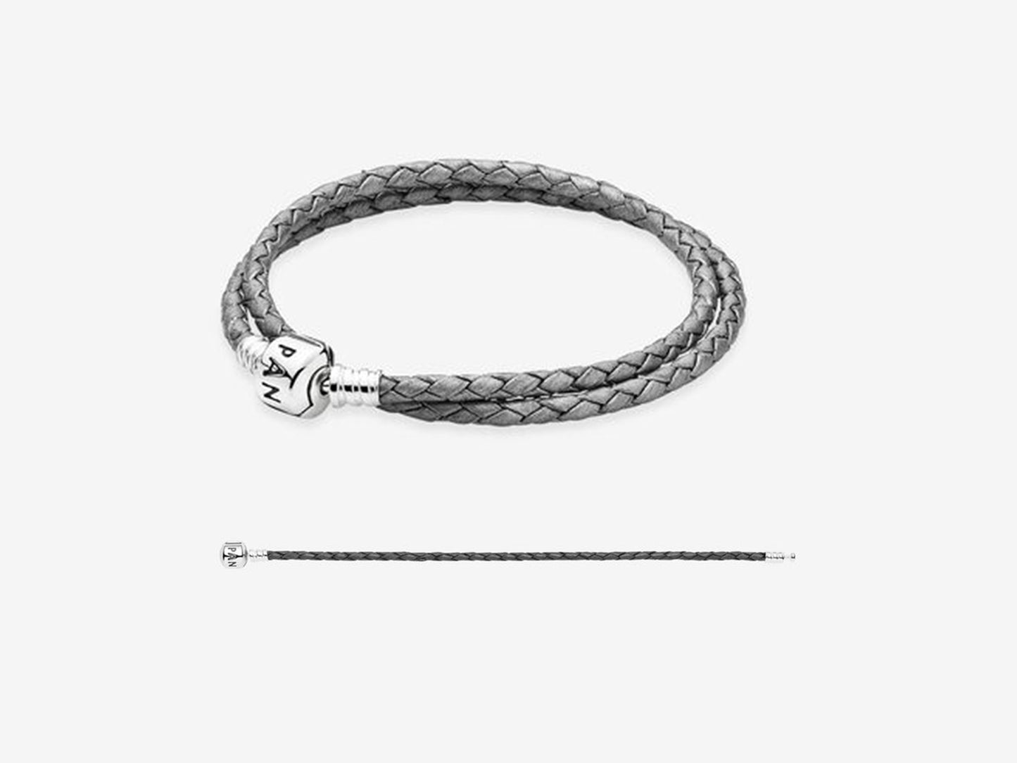 Gray Double Leather Bracelet