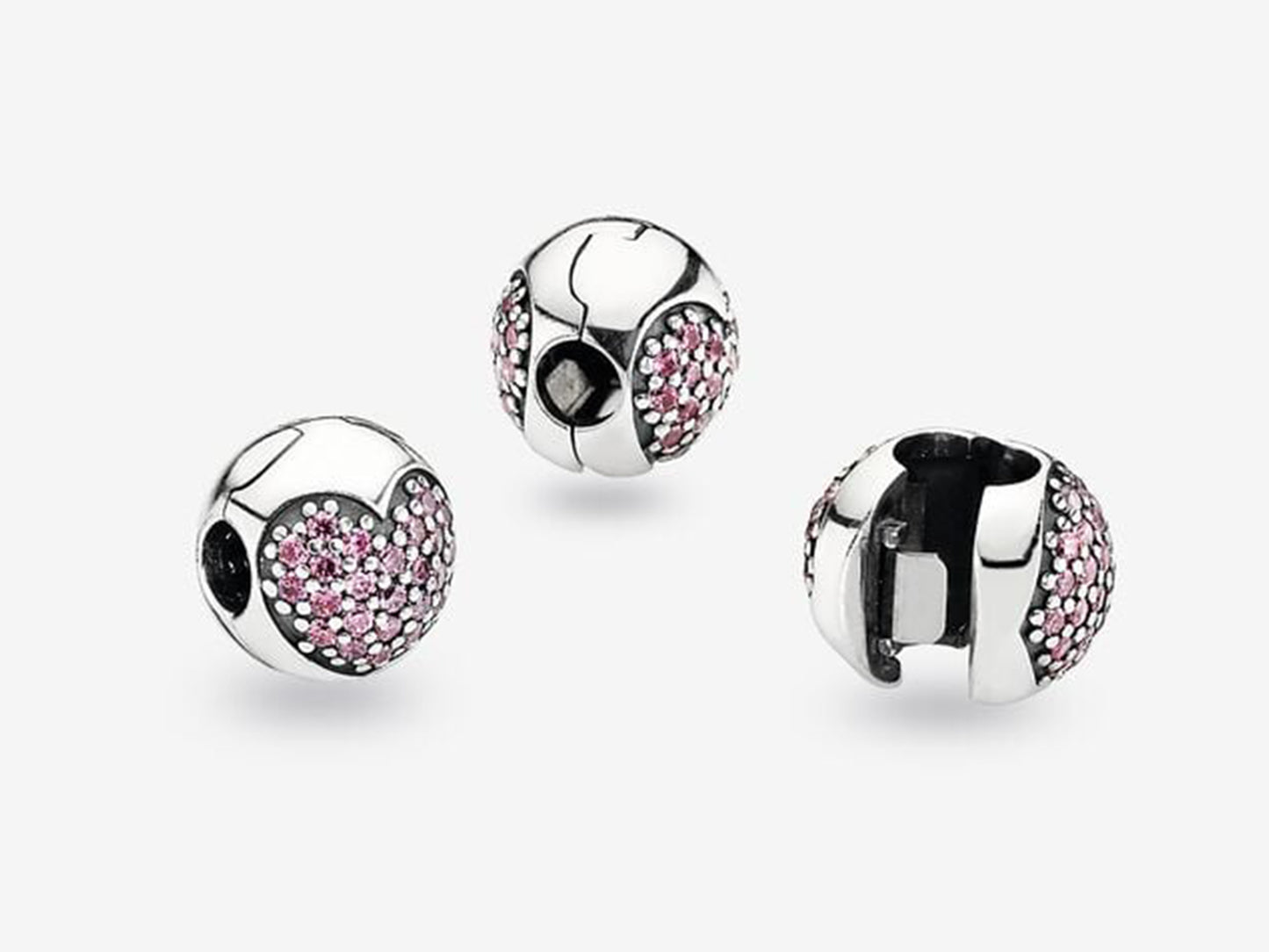 Pink Pavé Heart Clip Charm