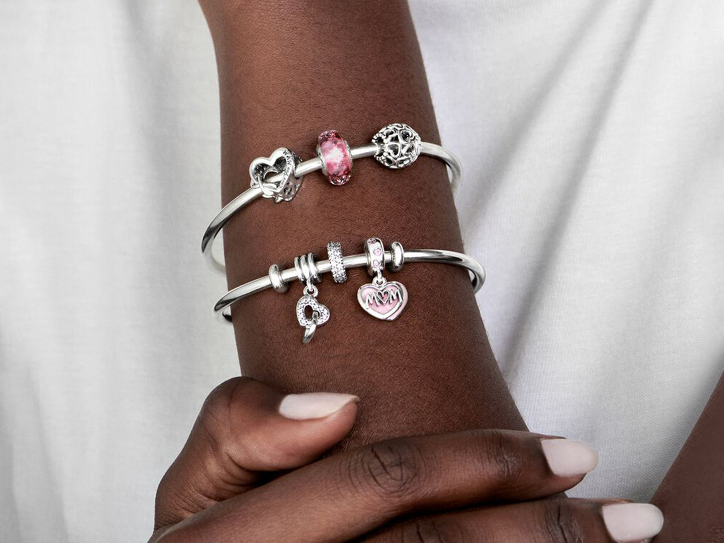 Wavy Fancy Pink Murano Glass Charm