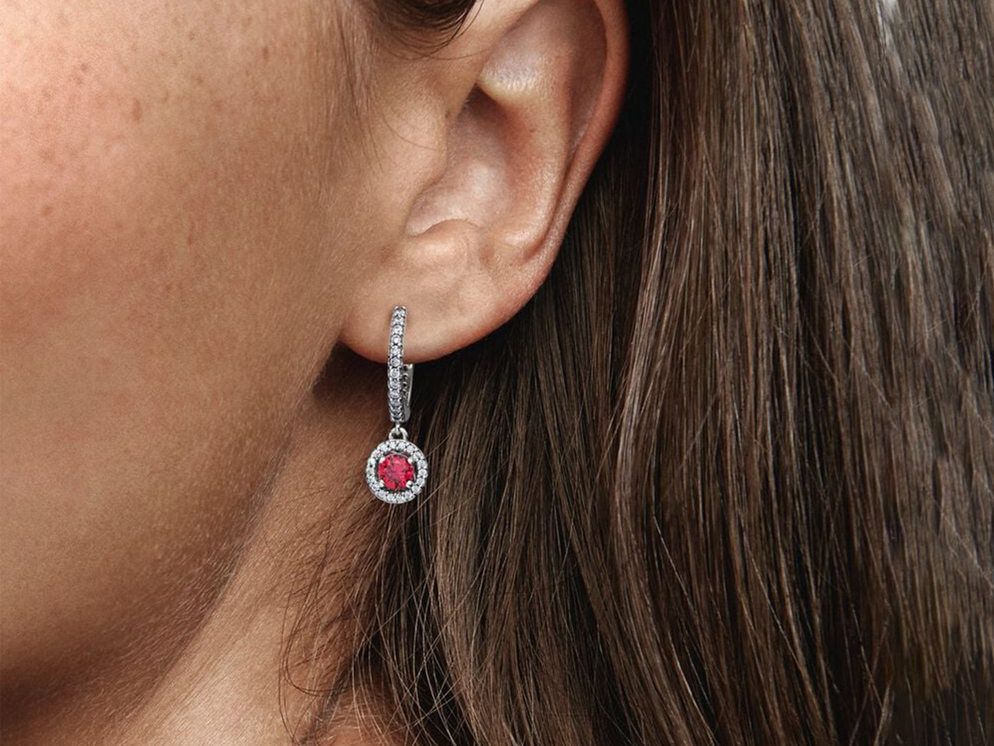 Red Round Sparkling Hoop Earrings