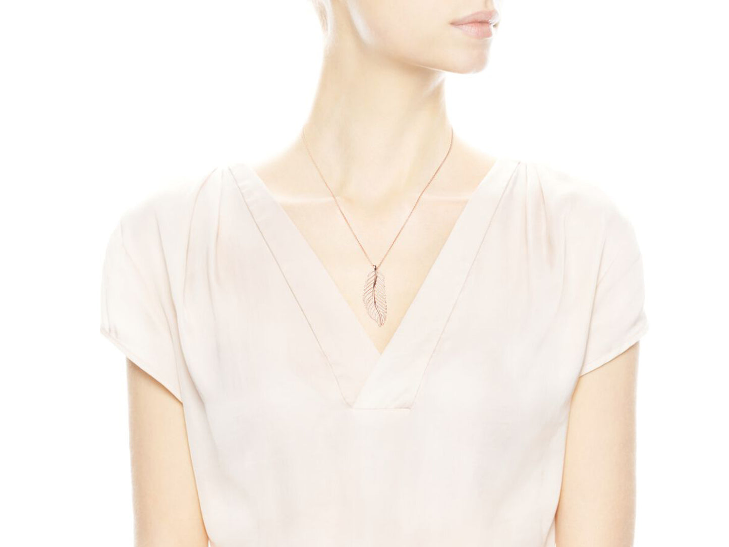 Sparkling Light Feather Necklace Pendant