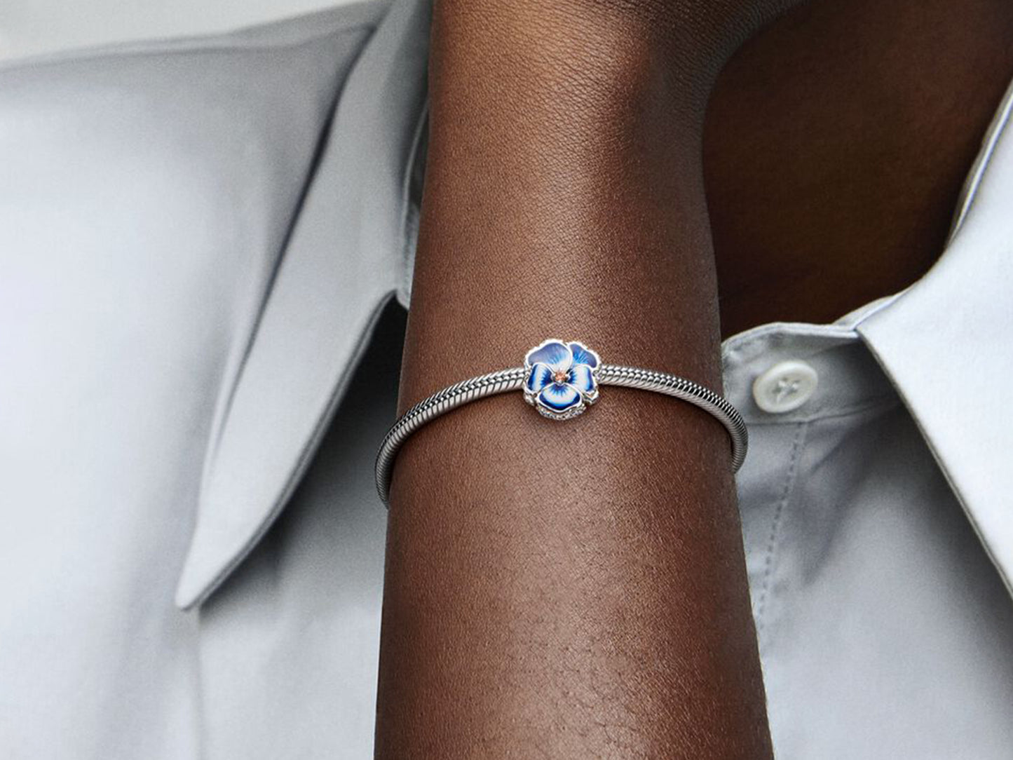 Blue Pansy Flower Charm