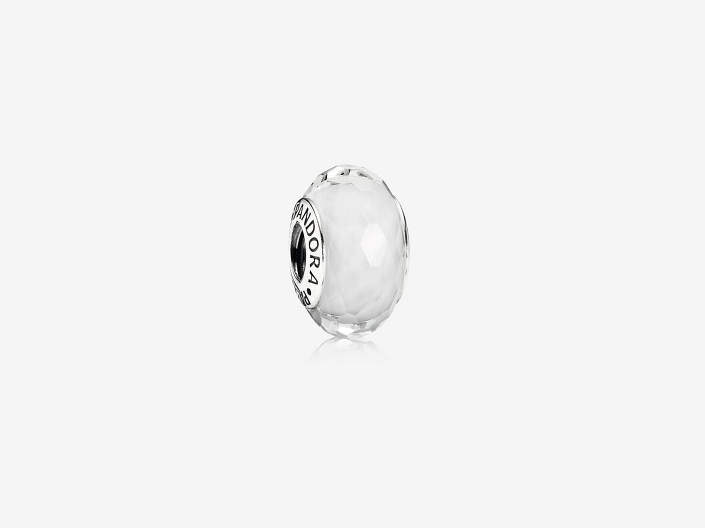 White Faceted Glass Charm