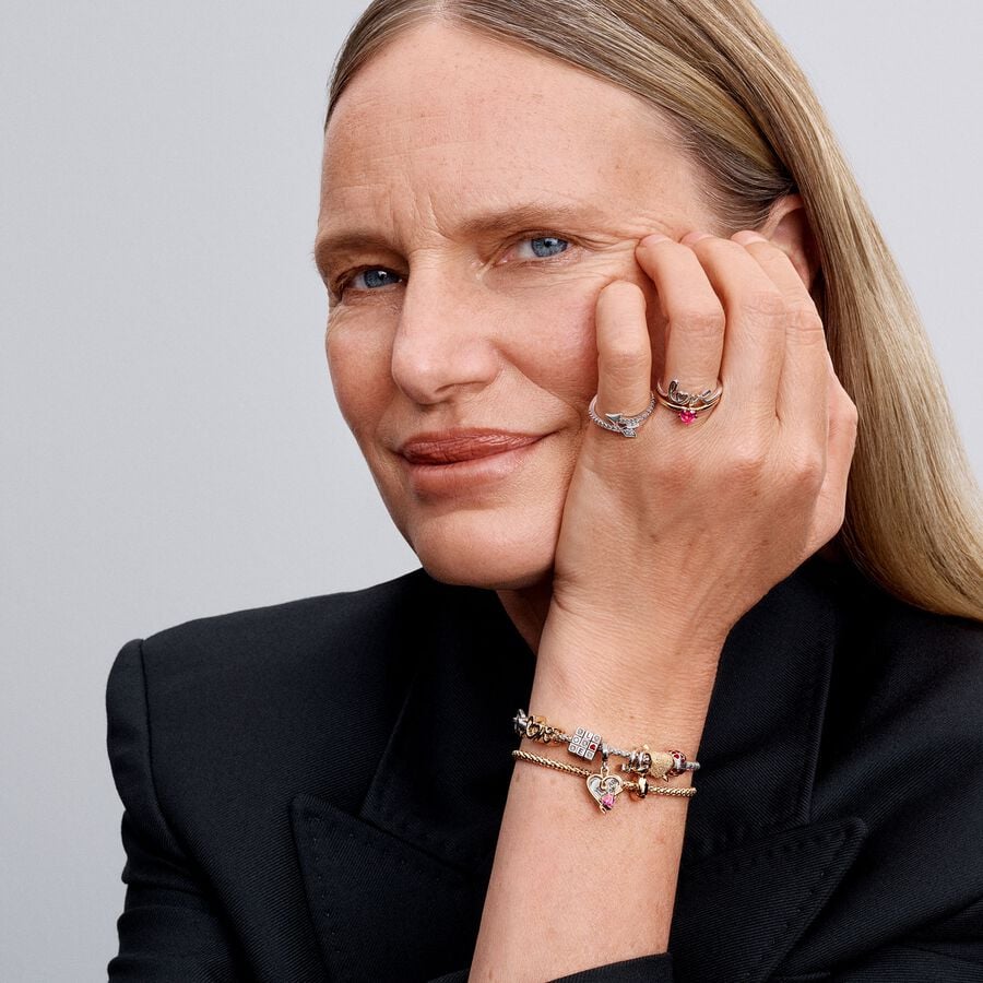 14K Gold Red Heart Crystal Statement Ring