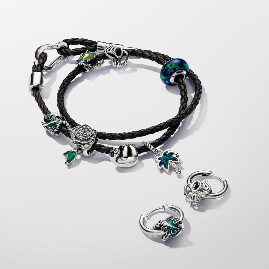 Leaves Charm Glittery Enamel