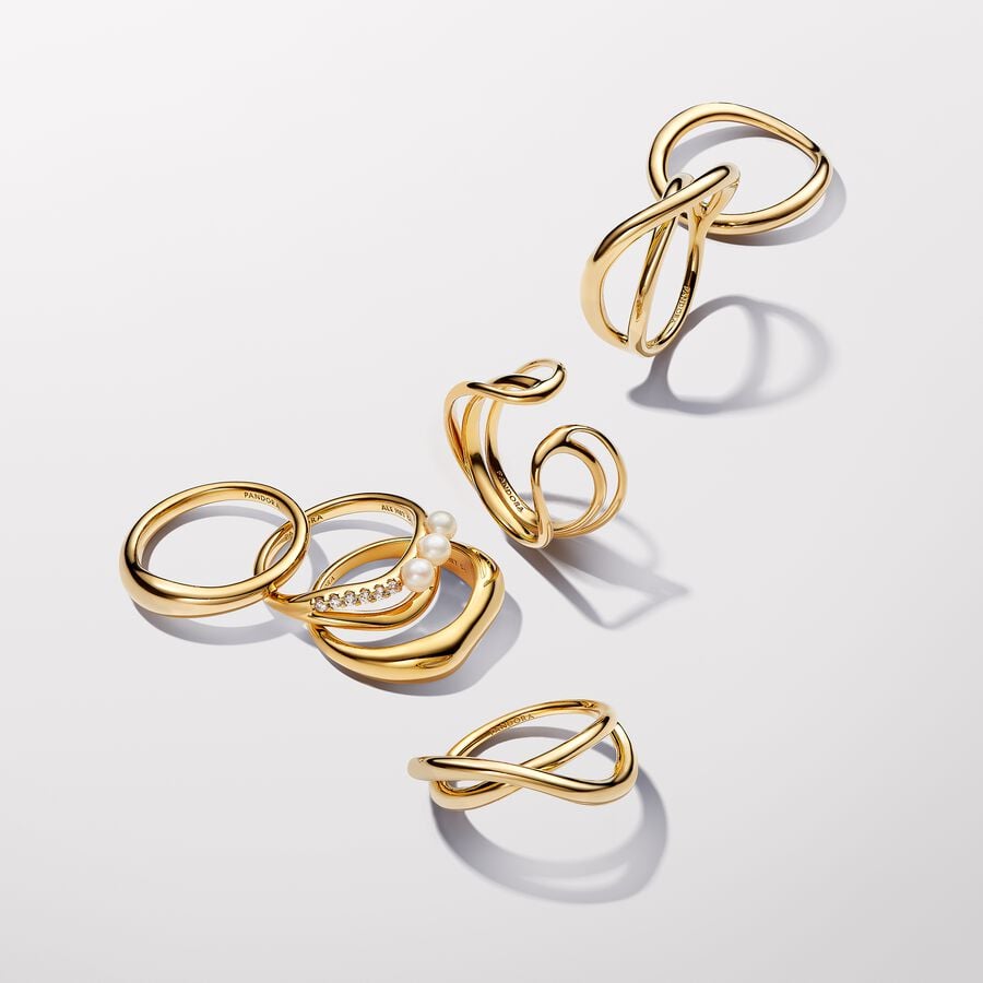 14k Gold Plated Infinity Ring Wavy Architectural