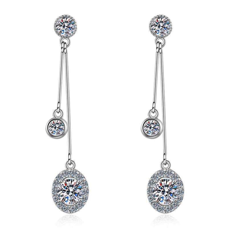 S925 Sterling Silver Constellation Moissanite Drop Earrings - 0.5ct Botanical-Chic Everyday Hoops
