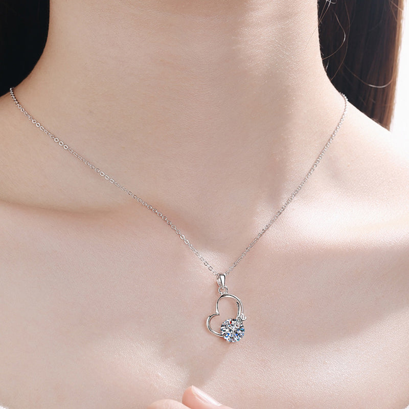 S925 Sterling Silver Heart Pendant Necklace - 2CT Moissanite Instagram-Worthy Chain