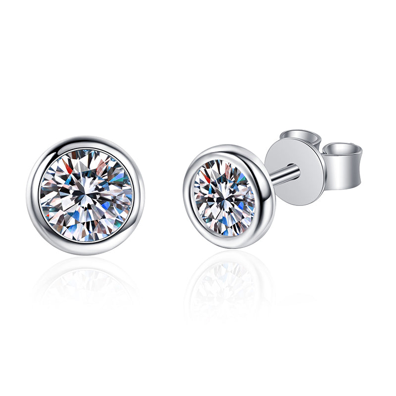 S925 Sterling Silver Plated with Pt950 Gold Bubble Stud Earrings - Chinese Lucky Motif Moissanite Earrings