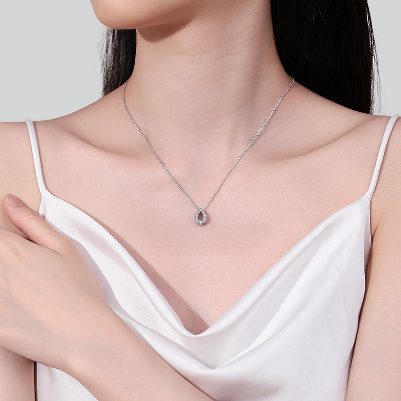 S925 Sterling Silver Teardrop Pendant Necklace - 0.62CT Moissanite Full Pavé Luxury Chain