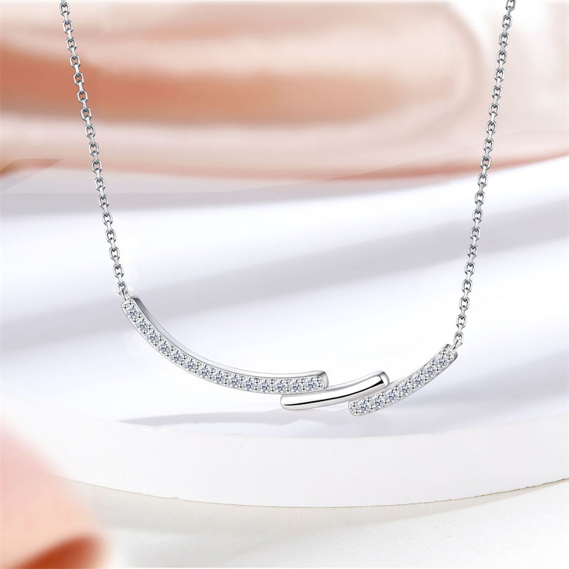 S925 Sterling Silver Wave Pendant Necklace - Minimalist Geometric Chain for Women