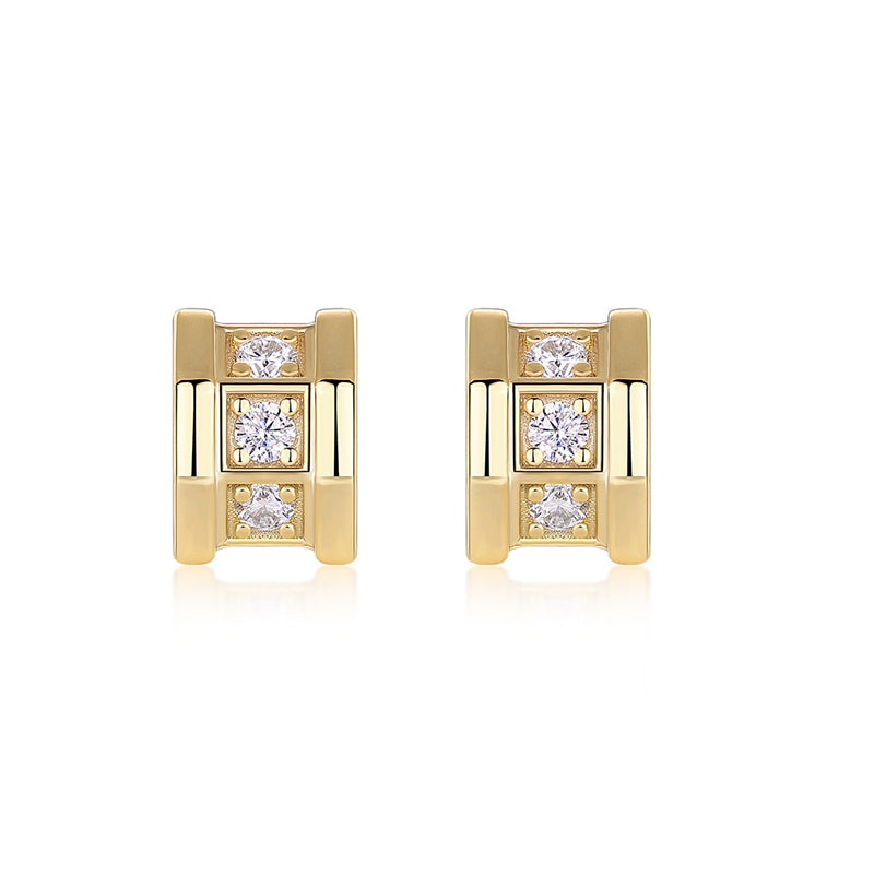 Minimalist 925 Silver Moissanite Earrings with Geometric Design