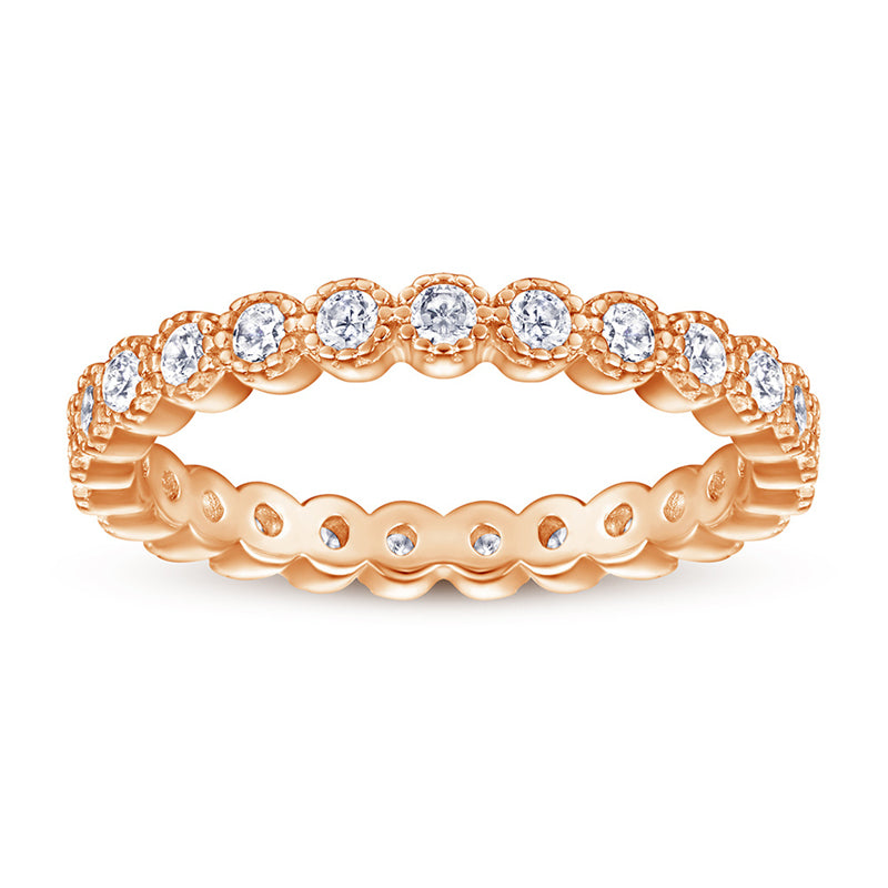 S925 Sterling Silver Full Pavé Band Ring - Elegant Stackable Jewelry for Women