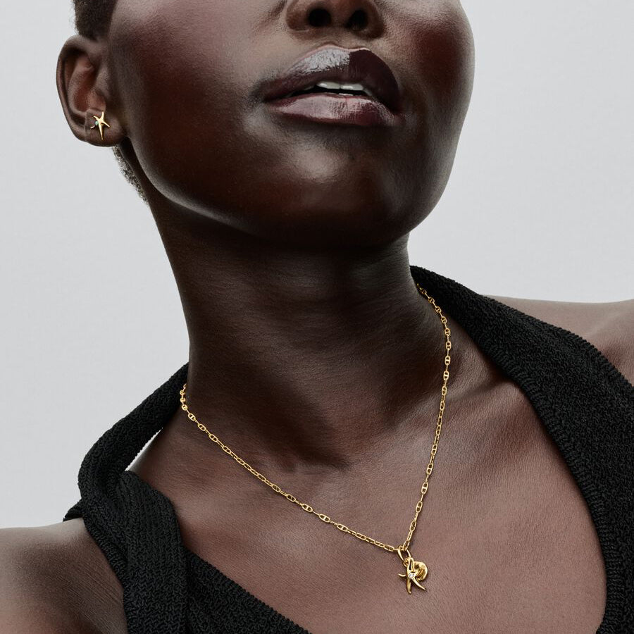 14k Gold Starfish Double Dangle Charm