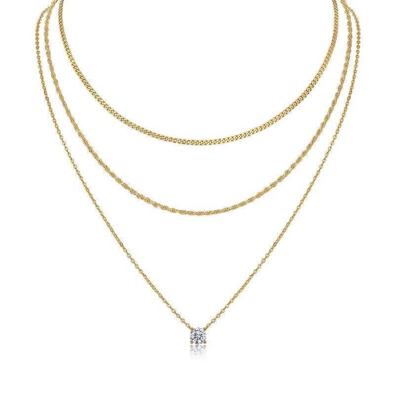 Trendy Women's Moissanite Necklace with Circular Pendant