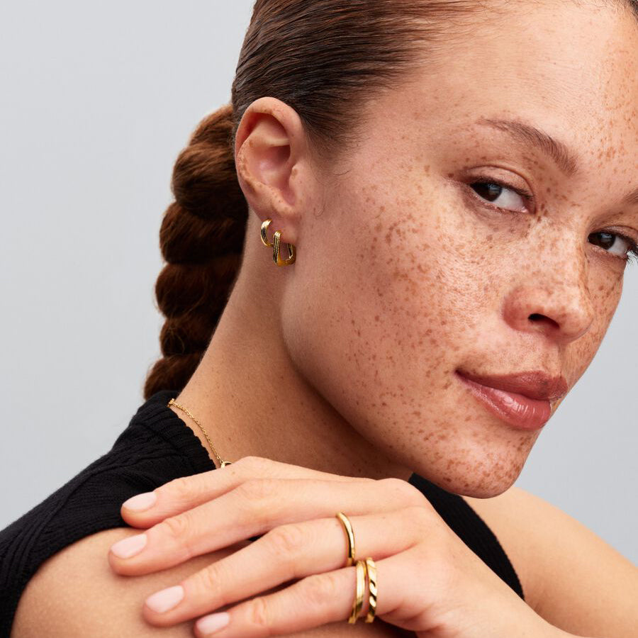 14k Gold Twisted Huggie Earrings