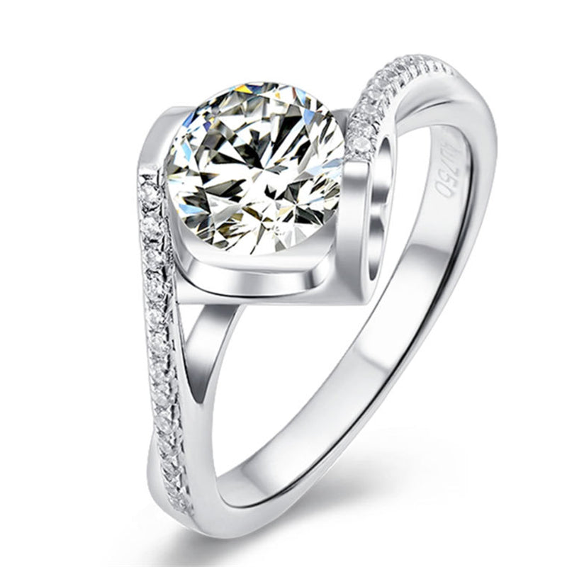 Twisted Shank Angel's Kiss Moissanite Ring - 925 Sterling Silver Heart-Inspired Bridal Jewelry