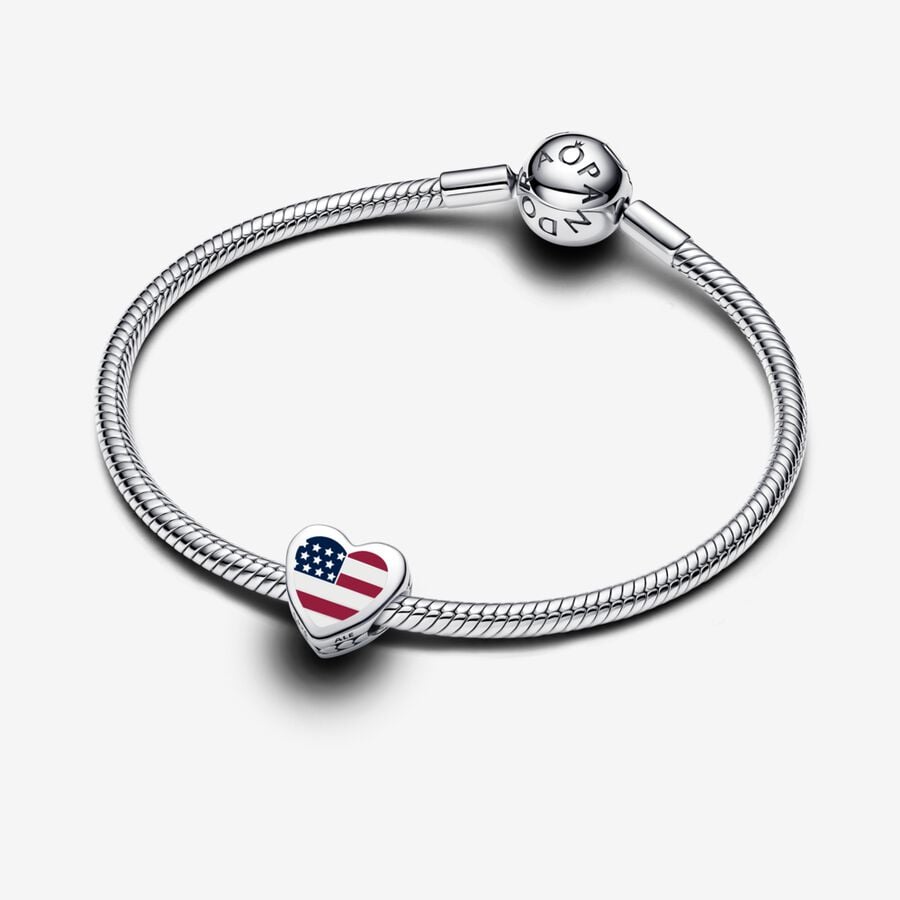 USA Flag Heart Charm