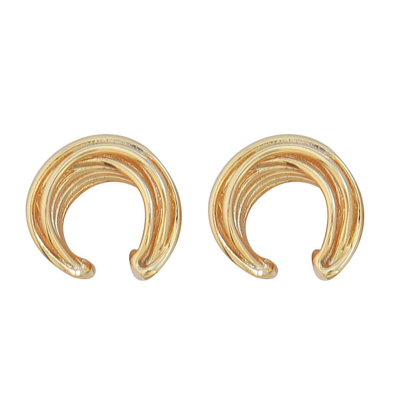 Vintage-inspired Geometric Hoop Earrings in Genuine Gold Plating
