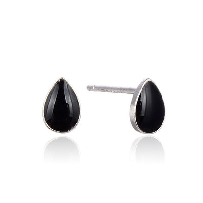 925 Sterling Silver Enamel 'Blessing' Stud Earrings - Rustic Chinese Character Earrings with Plastic Backs