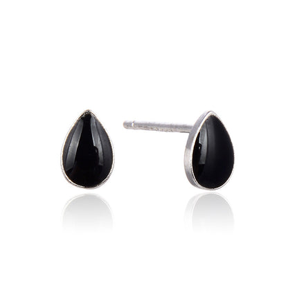 925 Sterling Silver Enamel 'Blessing' Stud Earrings - Rustic Chinese Character Earrings with Plastic Backs