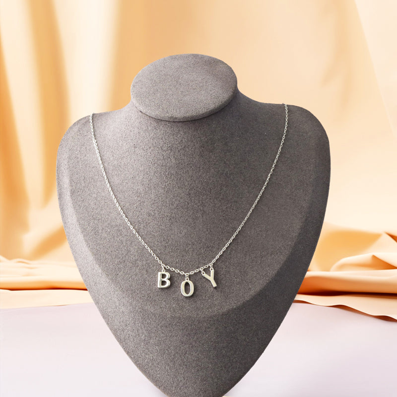 Minimalist Silver Copper O-Chain Necklace with Alphabet Pendants