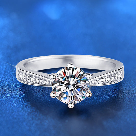 925 Silver Geometric Ring with 1ct Moissanite Women's Versatile Jewelry Size 5-8