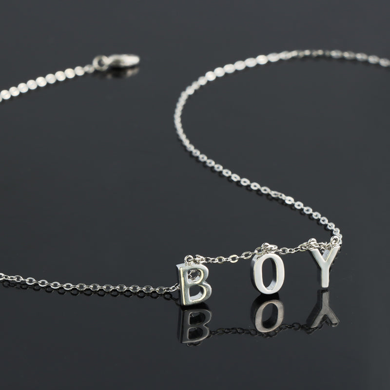 Minimalist Silver Copper O-Chain Necklace with Alphabet Pendants