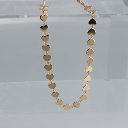 Romantic Gold Copper Choker with Heart Pendant