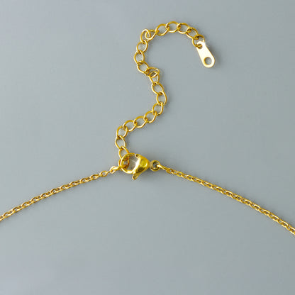 Stainless Steel O-Chain Necklace with Purple Stone Pendant and Leaf Accents