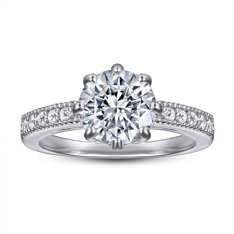 1-Carat Floral Zircon Engagement Ring - 925 Sterling Silver 8-Prong Wedding Jewelry for Women