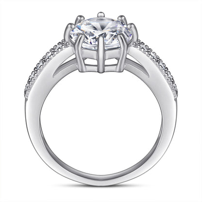 1-Carat Floral Zircon Engagement Ring - 925 Sterling Silver 8-Prong Wedding Jewelry for Women