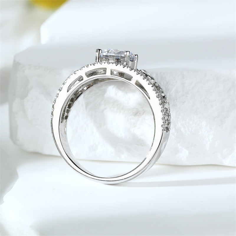 1.2ct Crown 925 Silver Ring - Elegant Openwork Zirconia Statement Band