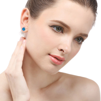 925 Sterling Silver 'Fu' Character Stud Earrings - Cute Chinese Blessing Earrings with Plastic Backs