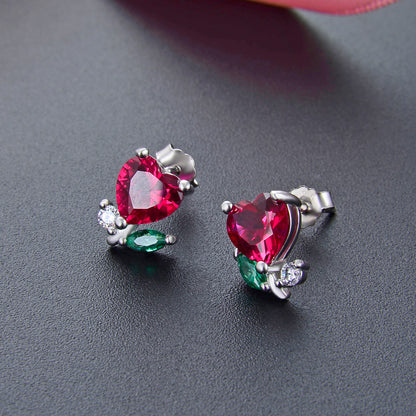 925 Sterling Silver Stud Earrings - White Gold Plated Professional Earrings for Women