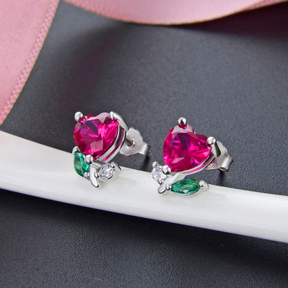925 Sterling Silver Stud Earrings - White Gold Plated Professional Earrings for Women