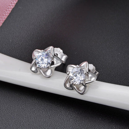 925 Sterling Silver 'Fu' Character Stud Earrings - Chinese Blessing Earrings for Professional Women