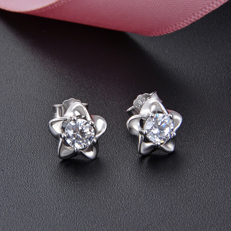 925 Sterling Silver 'Fu' Character Stud Earrings - Chinese Blessing Earrings for Professional Women